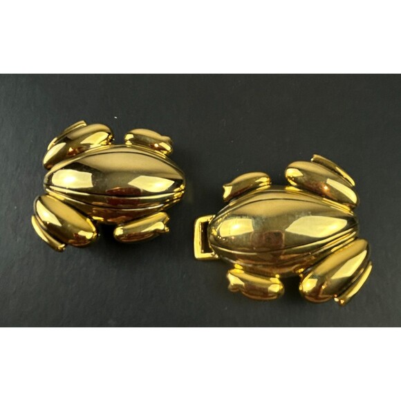 Vintage Paquette Frog Interlocking Belt Buckle Gold Tone Signed main image 7